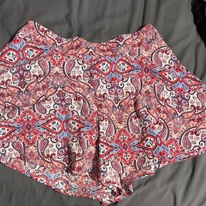 Charlotte Russe Red and Blue Paisley Shorts